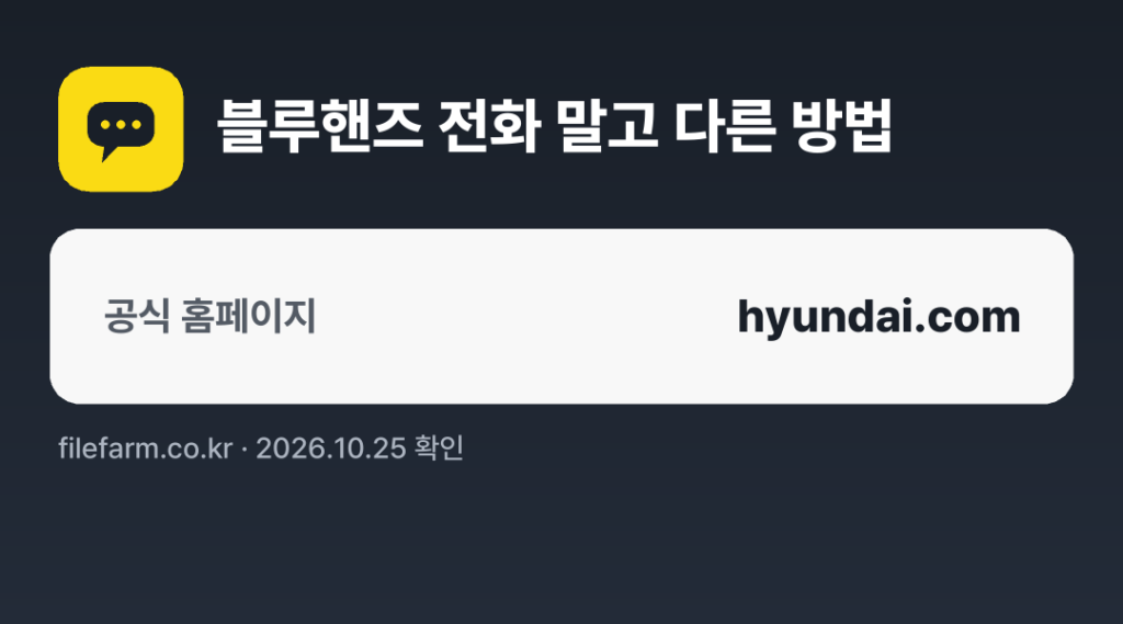 블루핸즈 전화 말고 다른 방법: 공식 홈페이지