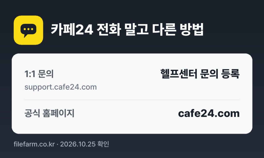 카페24 전화 말고 다른 방법: 1:1 문의, 공식 홈페이지