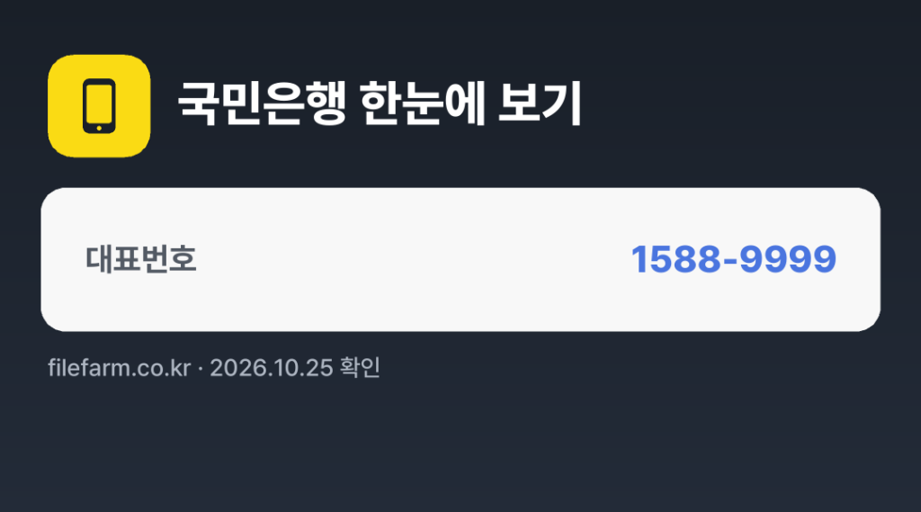 국민은행 한눈에 보기: 1588-9999