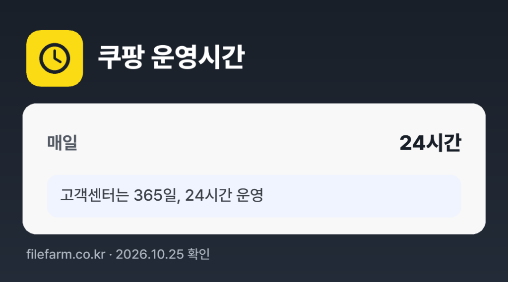 쿠팡 운영시간: 매일 24시간