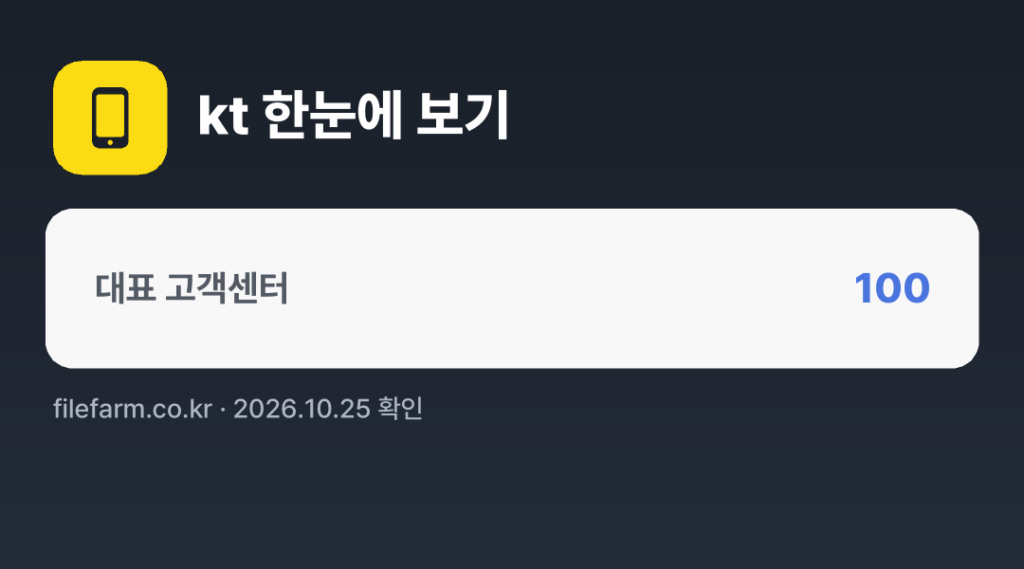 kt 한눈에 보기: 100