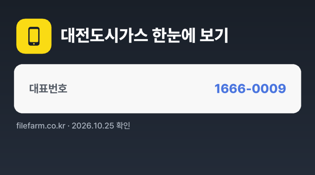 대전도시가스 한눈에 보기: 1666-0009