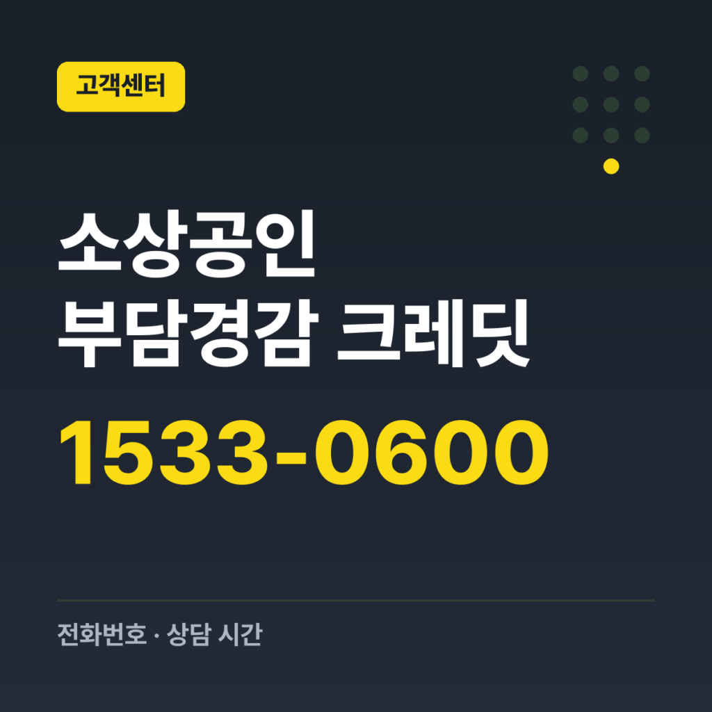 소상공인 부담경감 크레딧 부담경감 크레딧 전용 콜센터 1533-0600