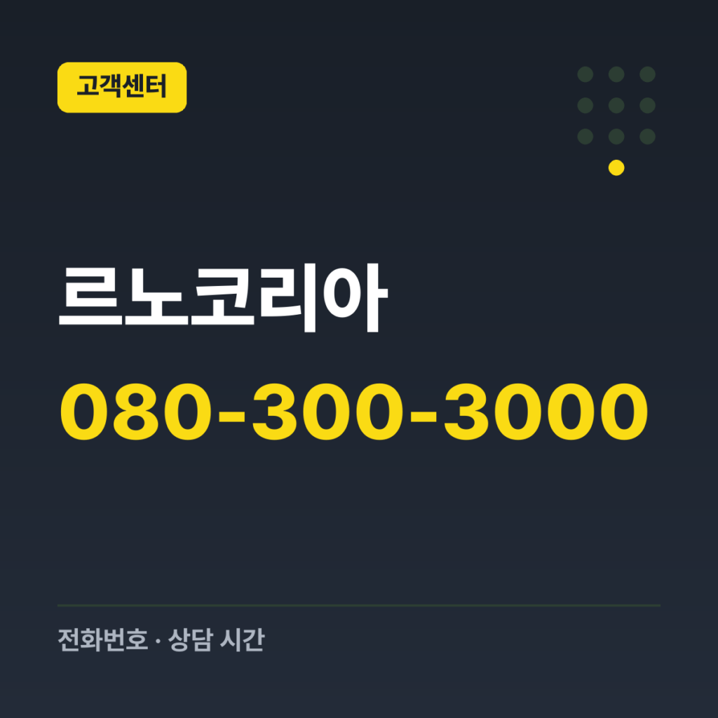 르노코리아 엔젤센터(사이트·제품·서비스 문의) 080-300-3000