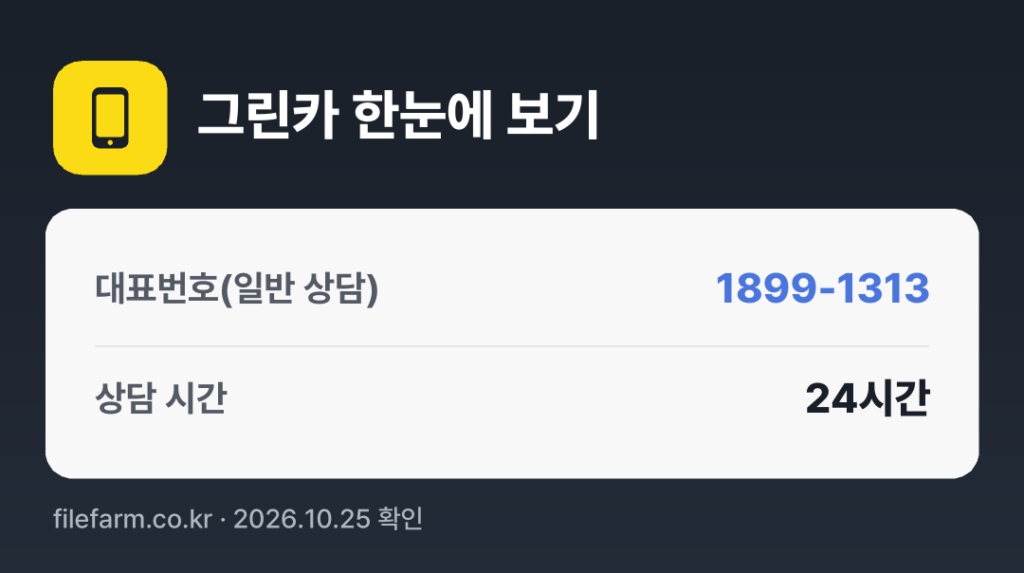 그린카 한눈에 보기: 1899-1313 · 매일 24시간