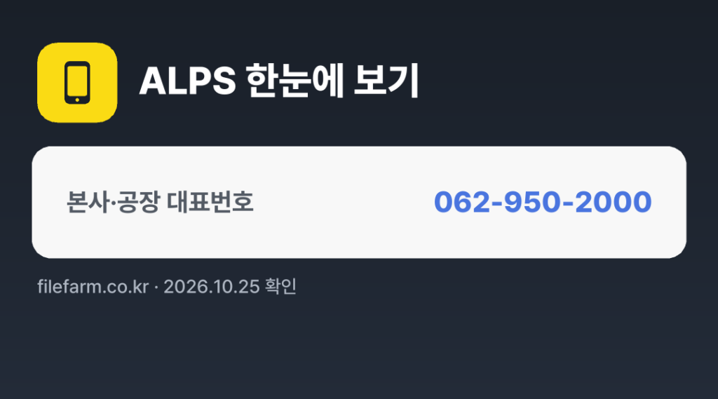 ALPS 한눈에 보기: 062-950-2000