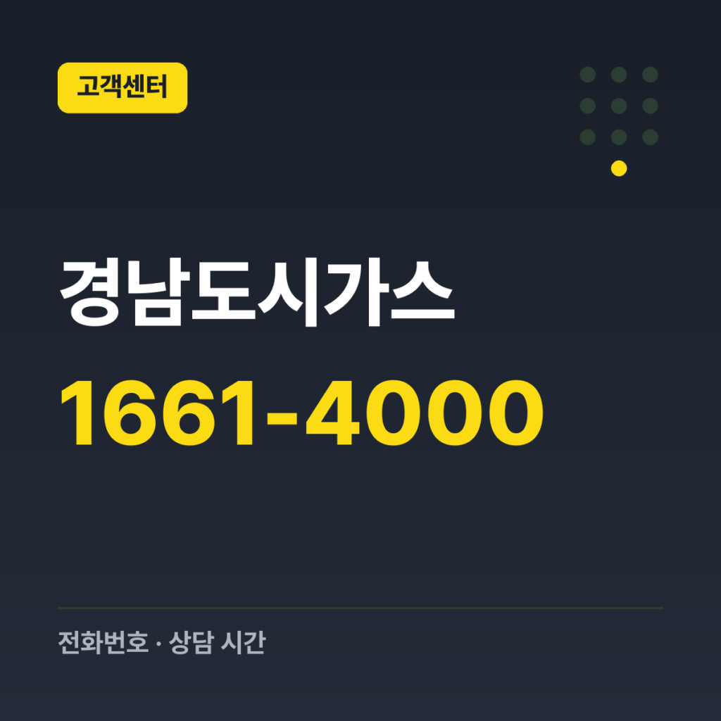 경남도시가스 콜센터 대표번호 1661-4000