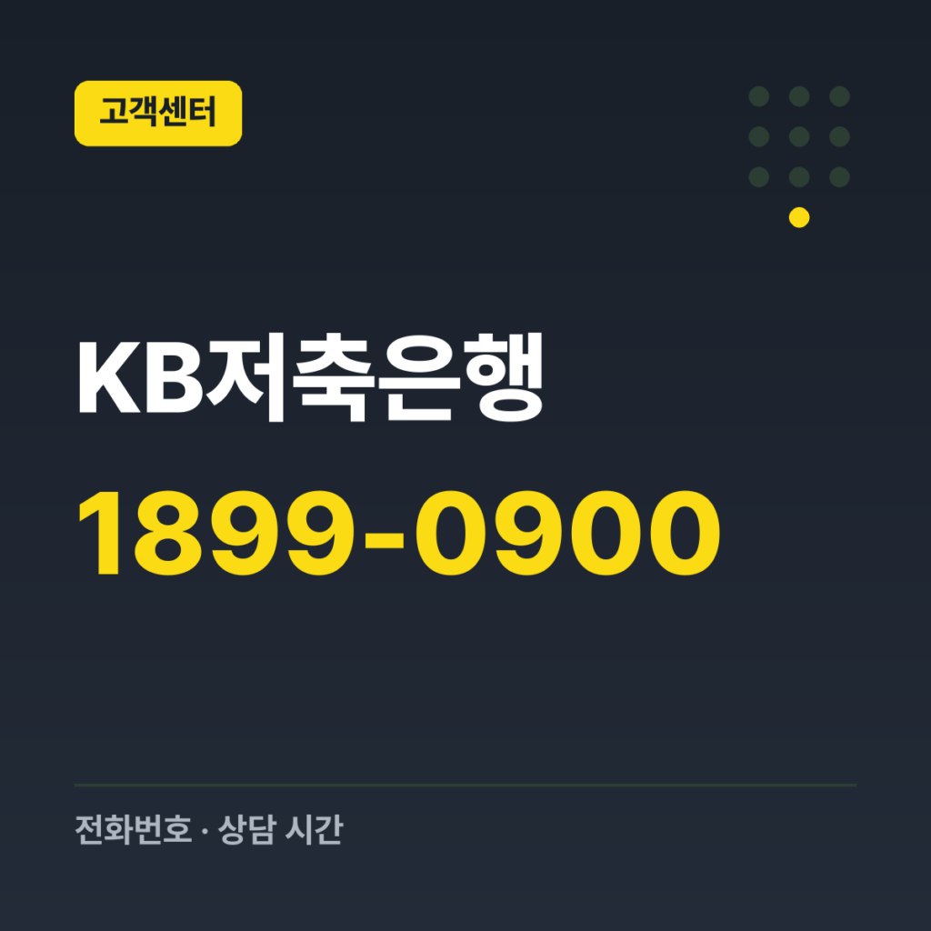 KB저축은행 고객센터 1899-0900