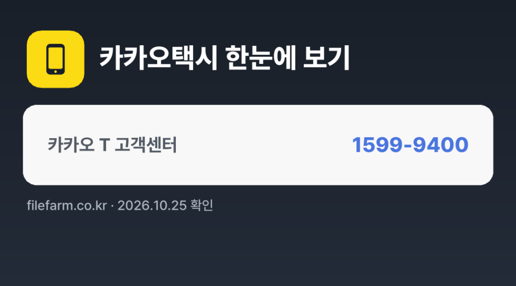 카카오택시 한눈에 보기: 1599-9400