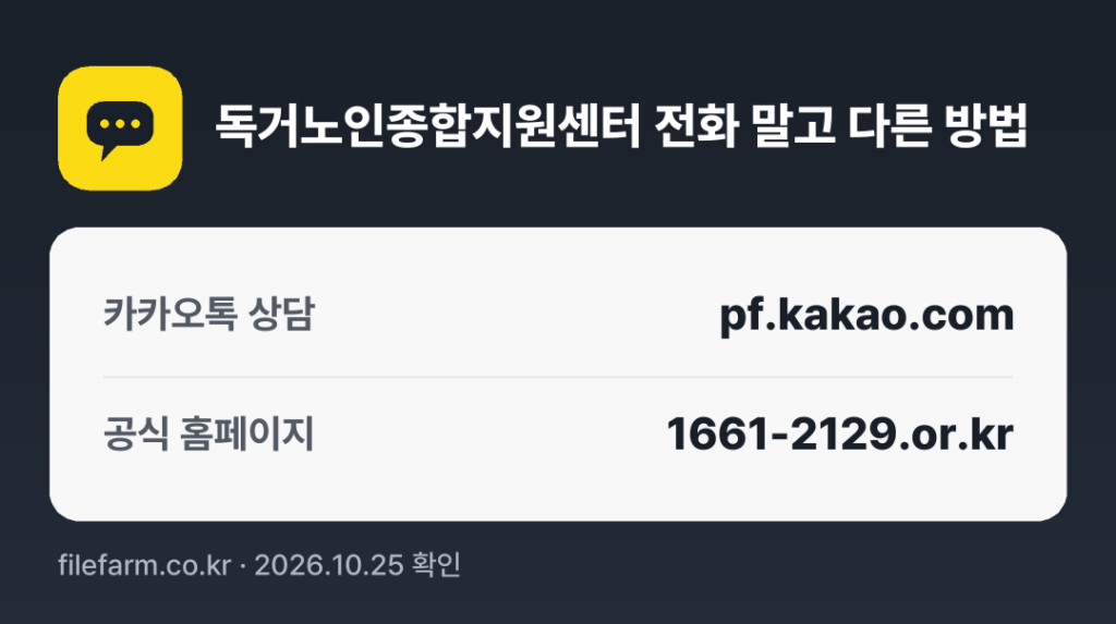 독거노인종합지원센터 전화 말고 다른 방법: 카카오톡 상담, 공식 홈페이지