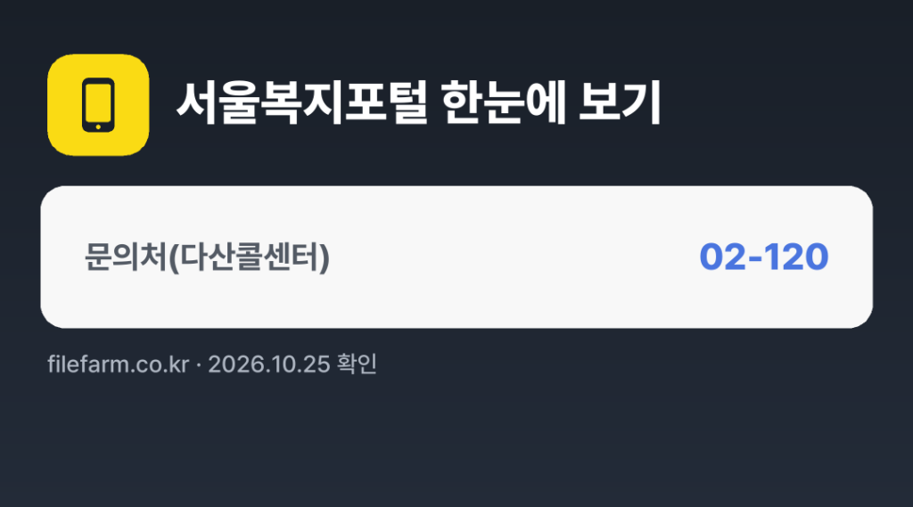 서울복지포털 한눈에 보기: 02-120