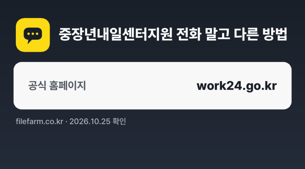중장년내일센터지원 전화 말고 다른 방법: 공식 홈페이지