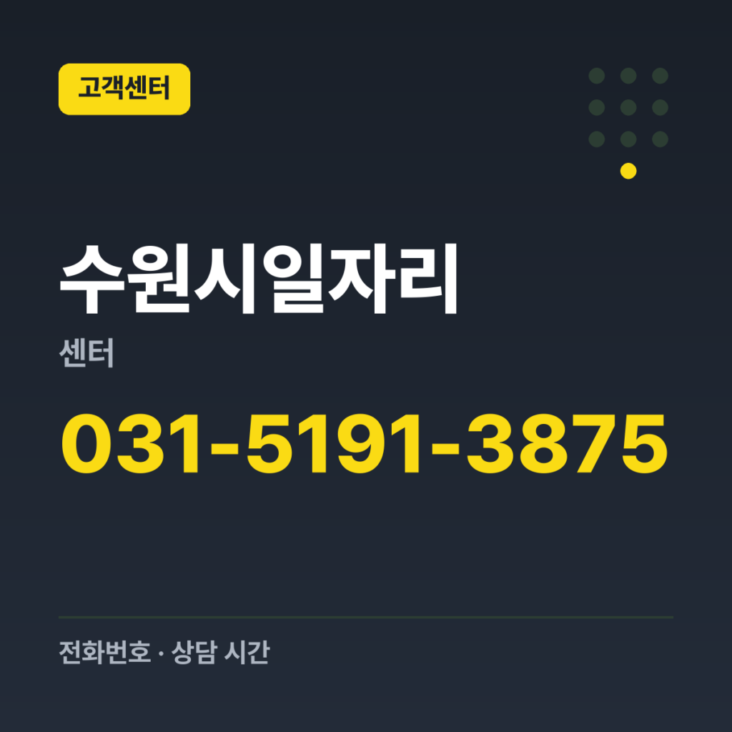 수원시일자리센터 대표번호 031-5191-3875