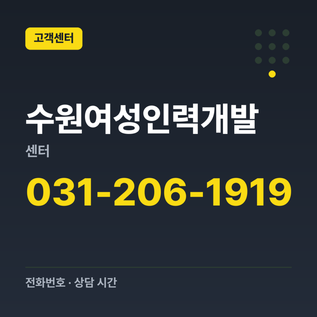 수원여성인력개발센터 대표번호 031-206-1919