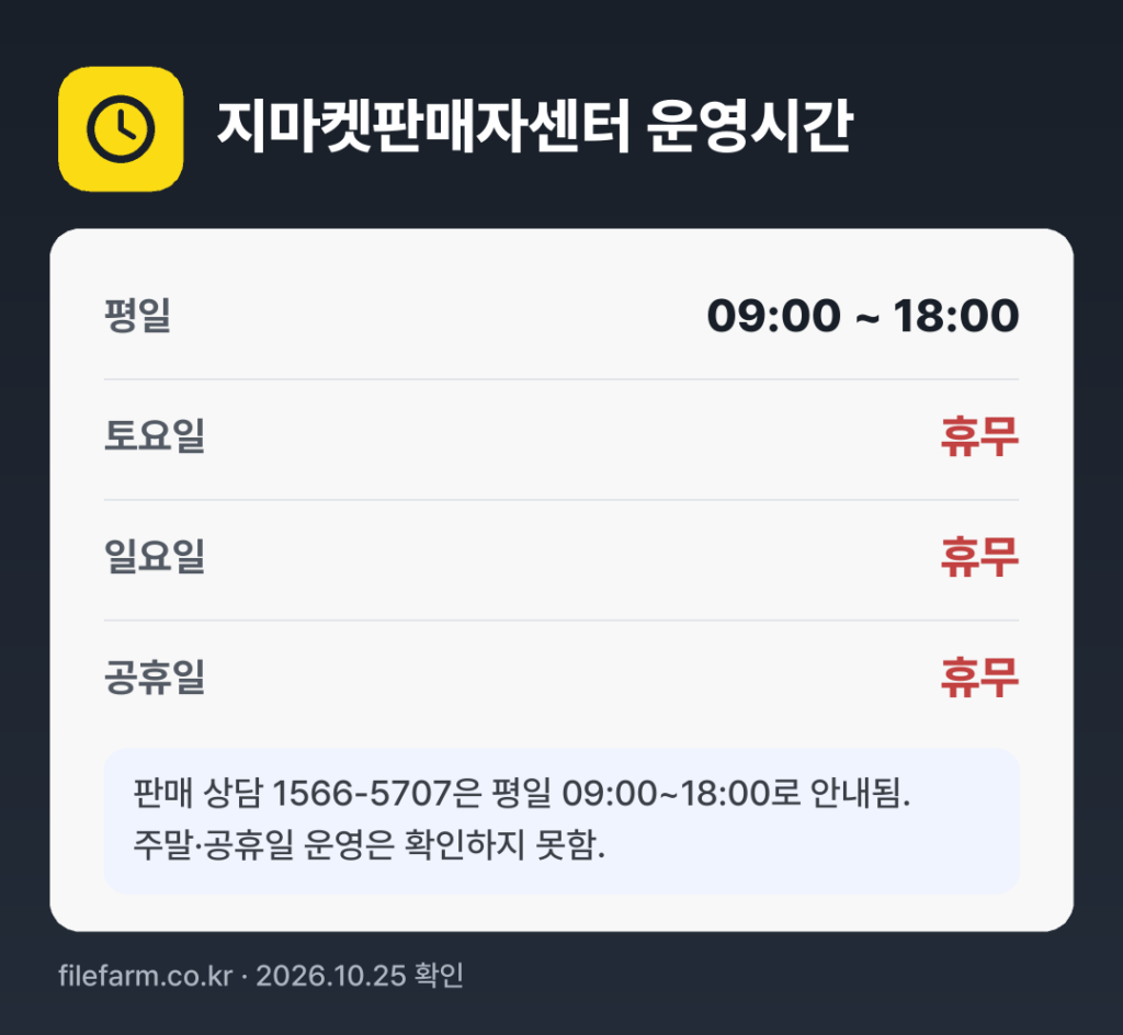 지마켓판매자센터 운영시간: 평일 09:00 ~ 18:00 · 토 · 일 · 공휴일 휴무