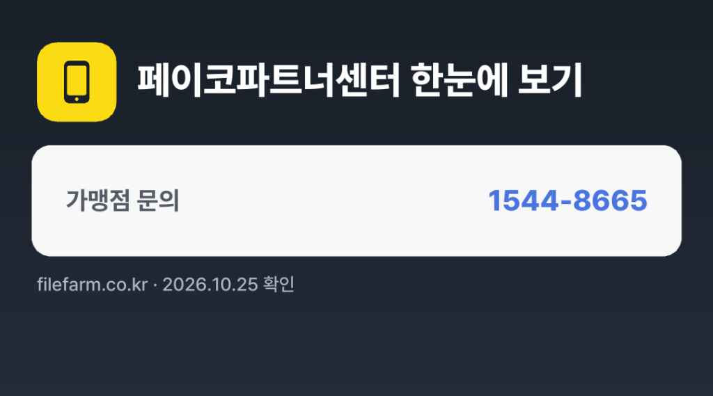 페이코파트너센터 한눈에 보기: 1544-8665