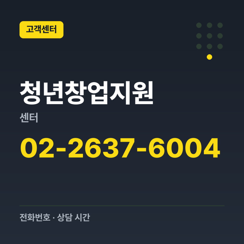 청년창업지원센터 대표번호 02-2637-6004