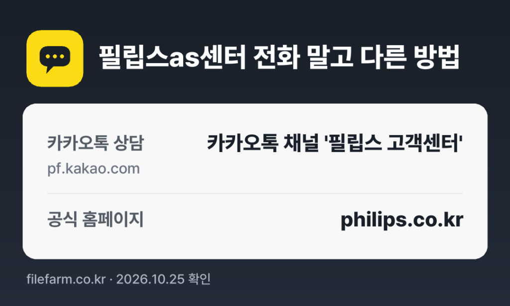 필립스as센터 전화 말고 다른 방법: 카카오톡 상담, 공식 홈페이지