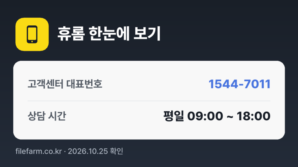 휴롬 한눈에 보기: 1544-7011 · 평일 09:00 ~ 18:00 · 토 · 일 · 공휴일 휴무