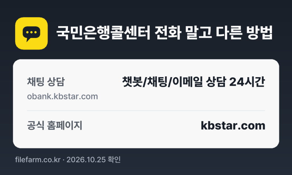 국민은행콜센터 전화 말고 다른 방법: 채팅 상담, 공식 홈페이지