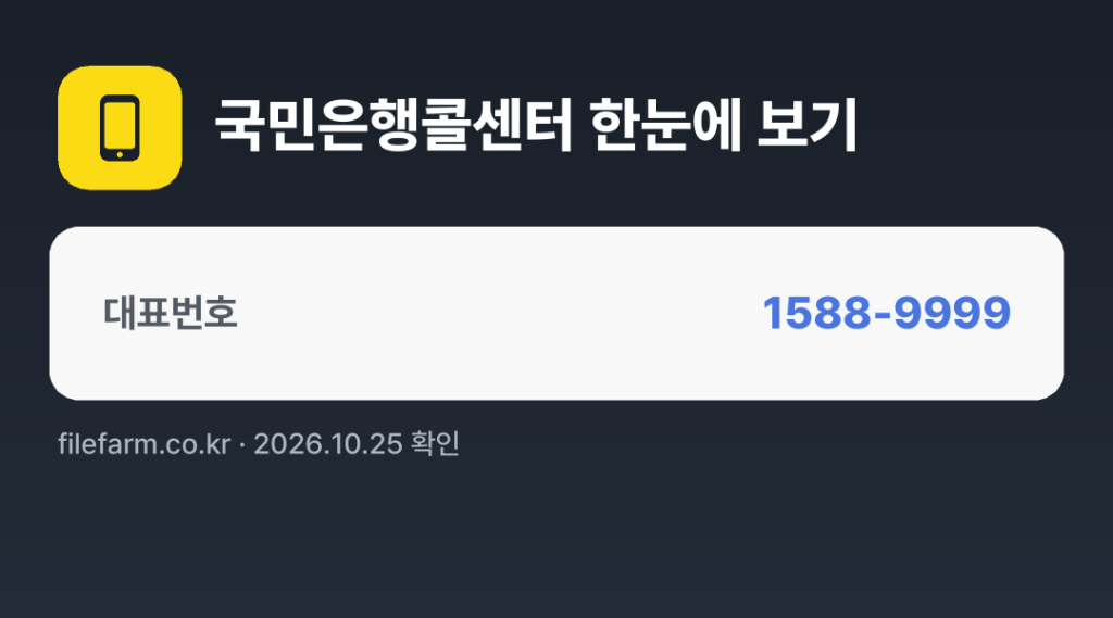 국민은행콜센터 한눈에 보기: 1588-9999