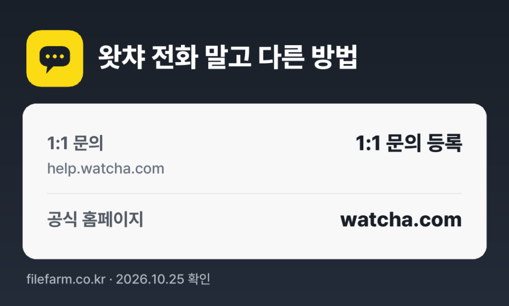 왓챠 전화 말고 다른 방법: 1:1 문의, 공식 홈페이지